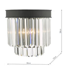 Celeus 2 Light Wall Light Anthracite & Crystal<br>Matt Black