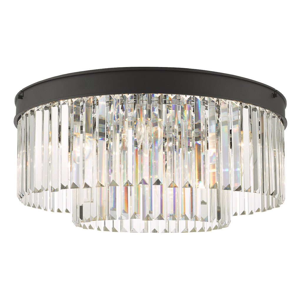 Celeus 6 Light Flush Matt Anthracite & Crystal<br>Matt Black
