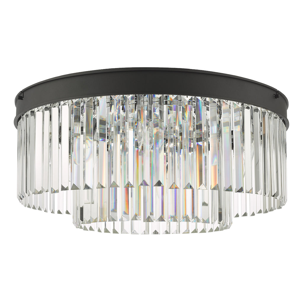 Celeus 6 Light Flush Matt Anthracite & Crystal<br>Matt Black