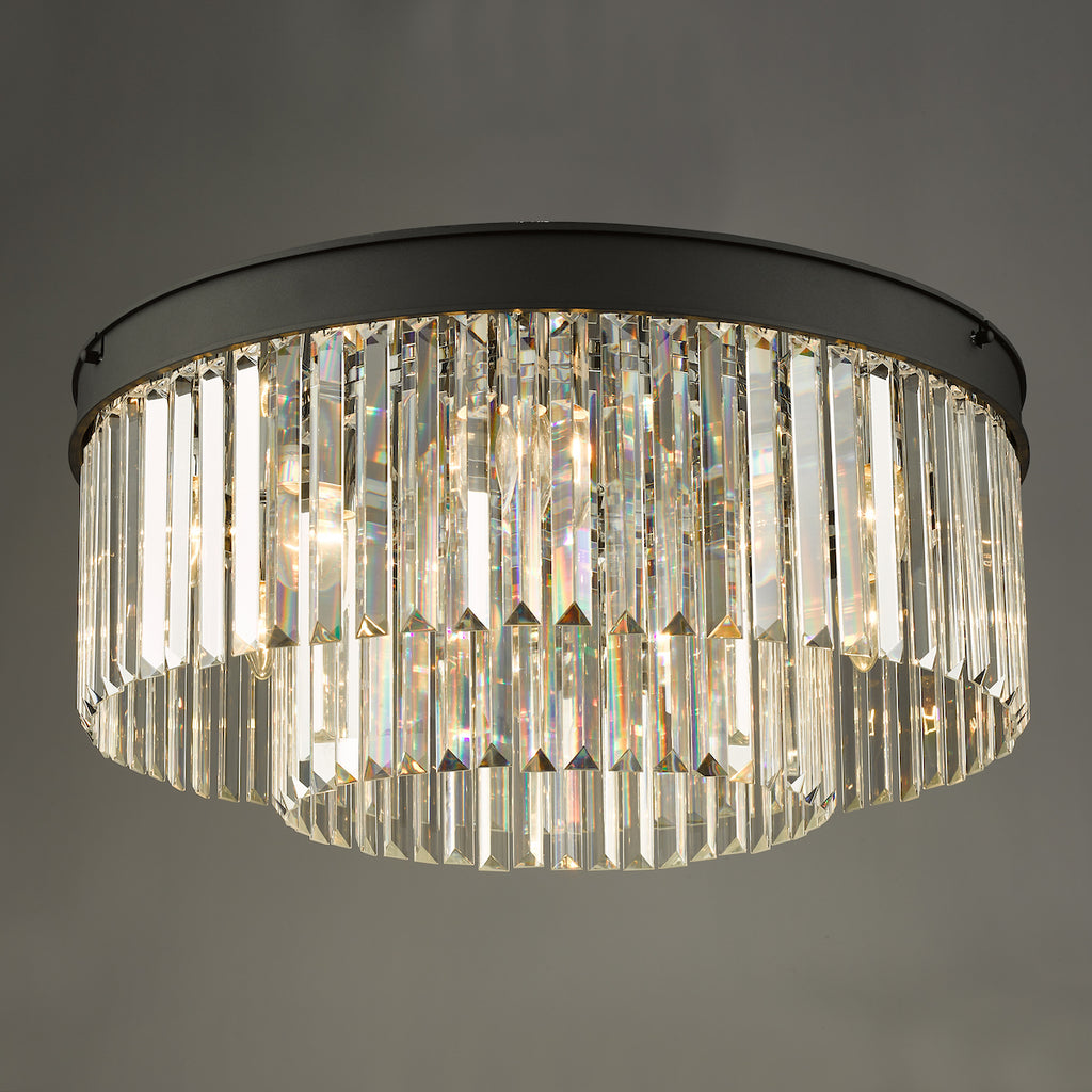 Celeus 6 Light Flush Matt Anthracite & Crystal<br>Matt Black