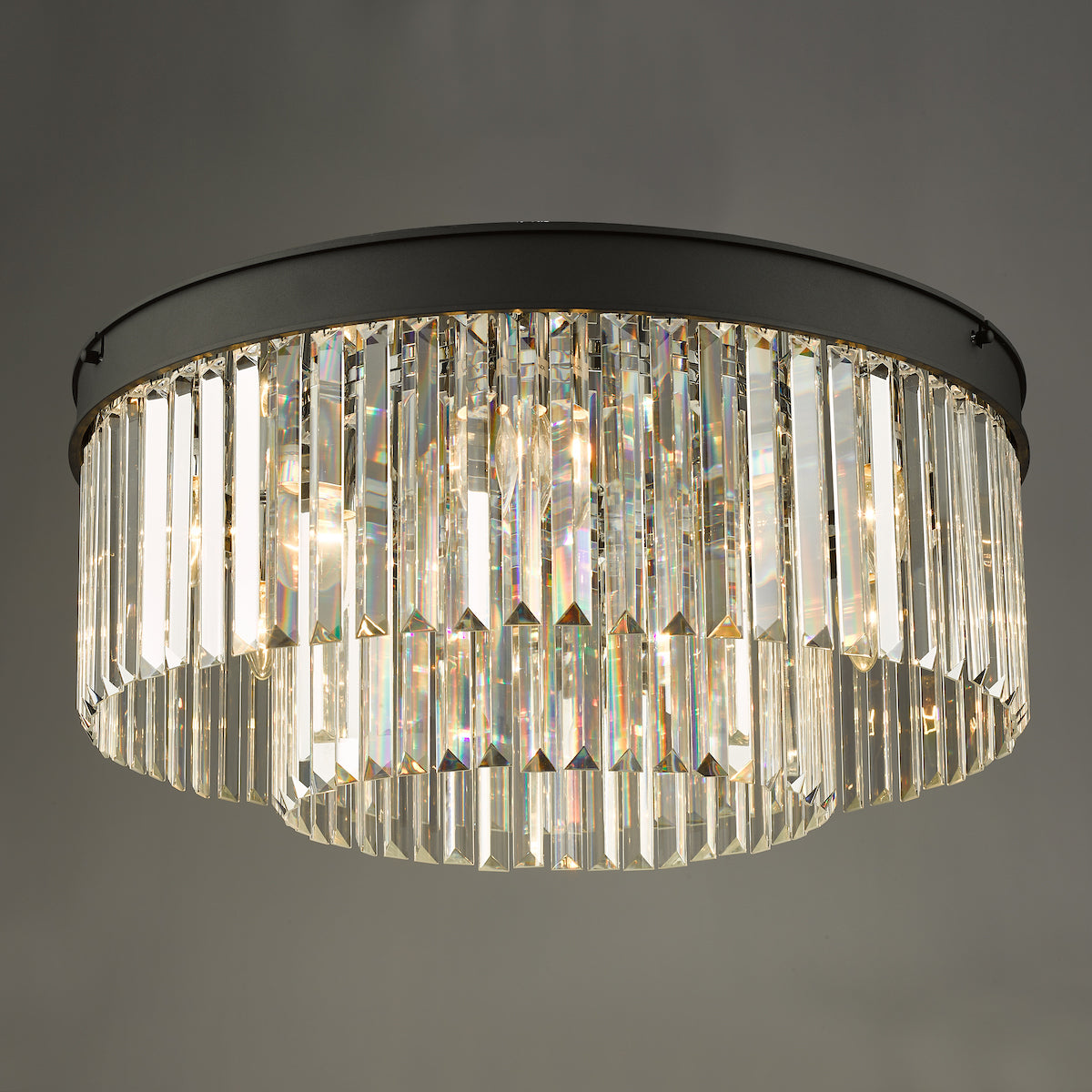 Celeus 6 Light Flush Matt Anthracite & Crystal<br>Matt Black
