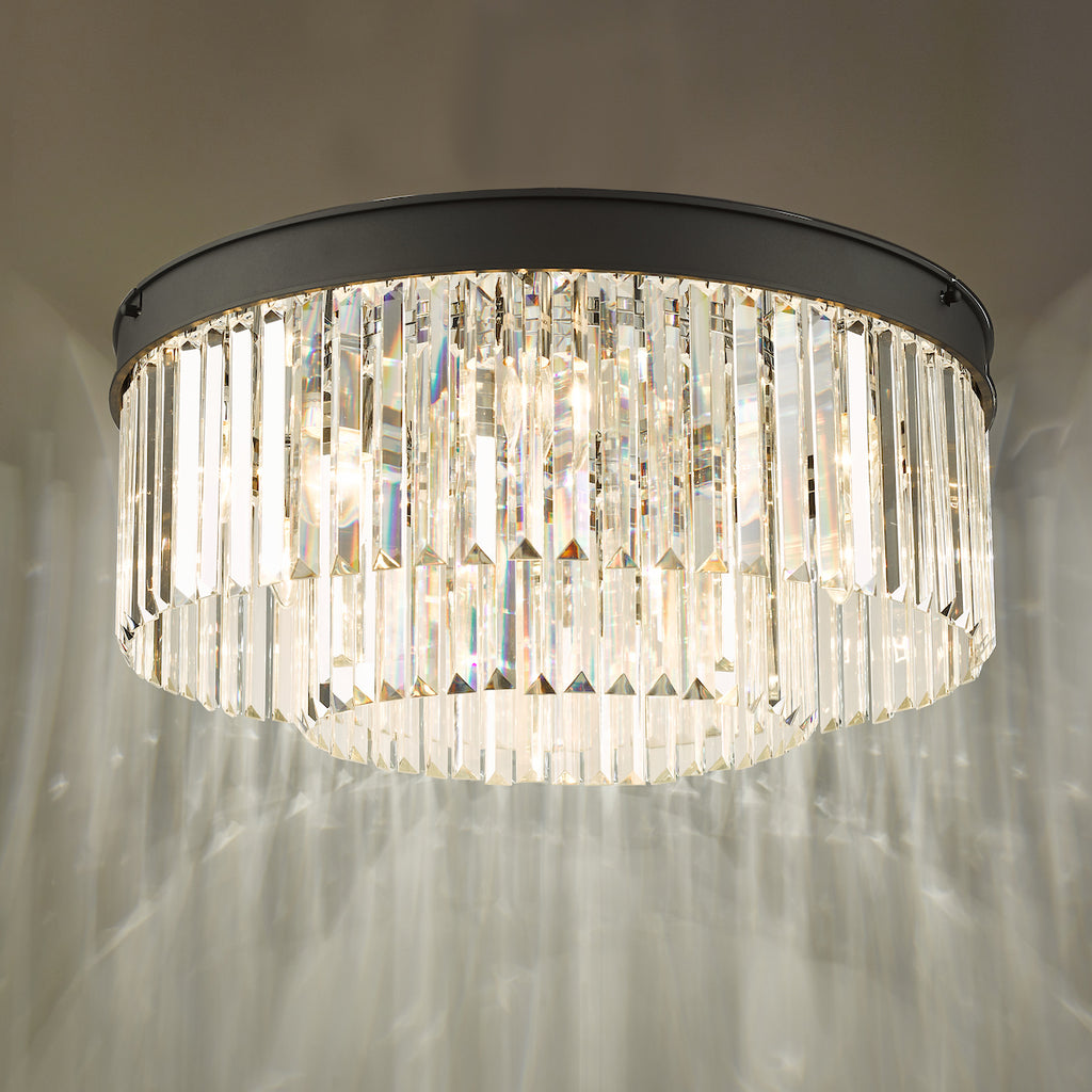 Celeus 6 Light Flush Matt Anthracite & Crystal<br>Matt Black