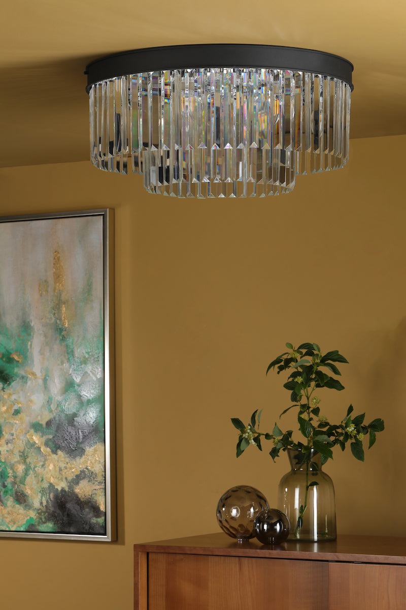 Celeus 6 Light Flush Matt Anthracite & Crystal<br>Matt Black