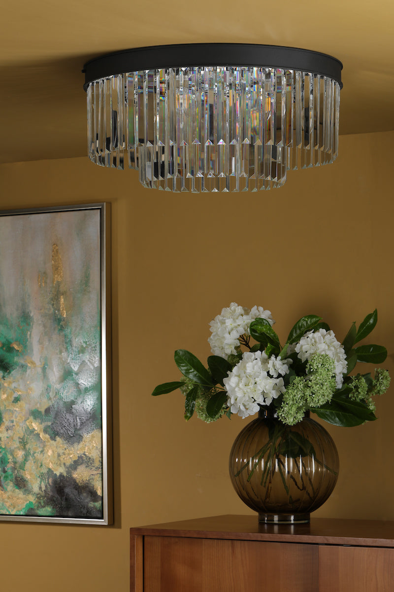 Celeus 6 Light Flush Matt Anthracite & Crystal<br>Matt Black
