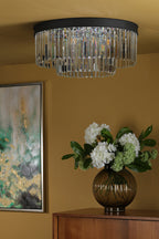 Celeus 6 Light Flush Matt Anthracite & Crystal<br>Matt Black