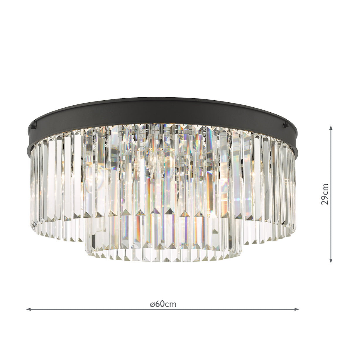 Celeus 6 Light Flush Matt Anthracite & Crystal<br>Matt Black