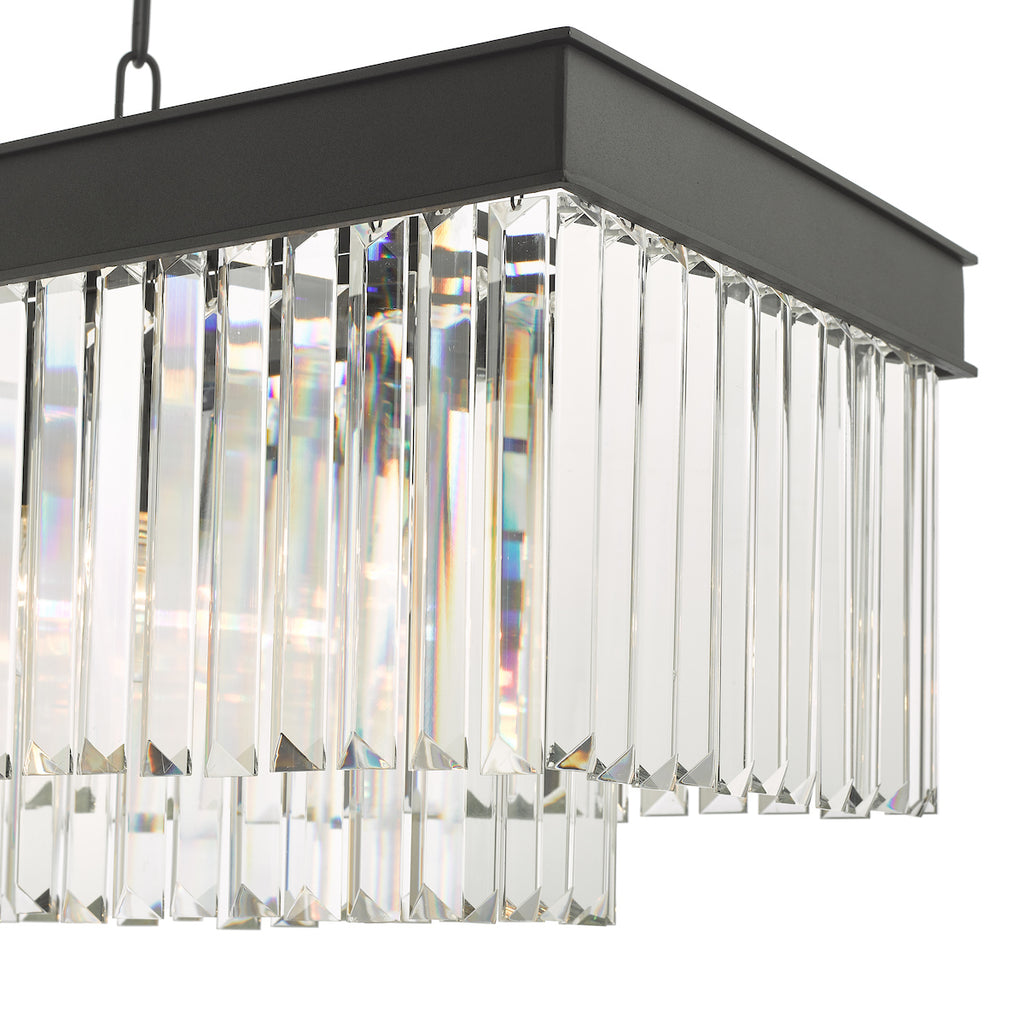 Celeus 6 Light Bar Pendant Anthracite & Crystal<br>Matt Black
