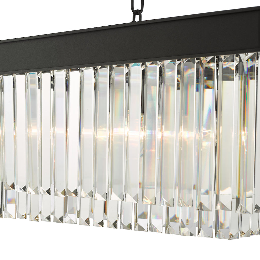 Celeus 6 Light Bar Pendant Anthracite & Crystal<br>Matt Black