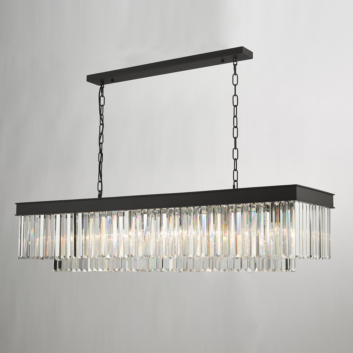 Celeus 6 Light Bar Pendant Anthracite & Crystal<br>Matt Black