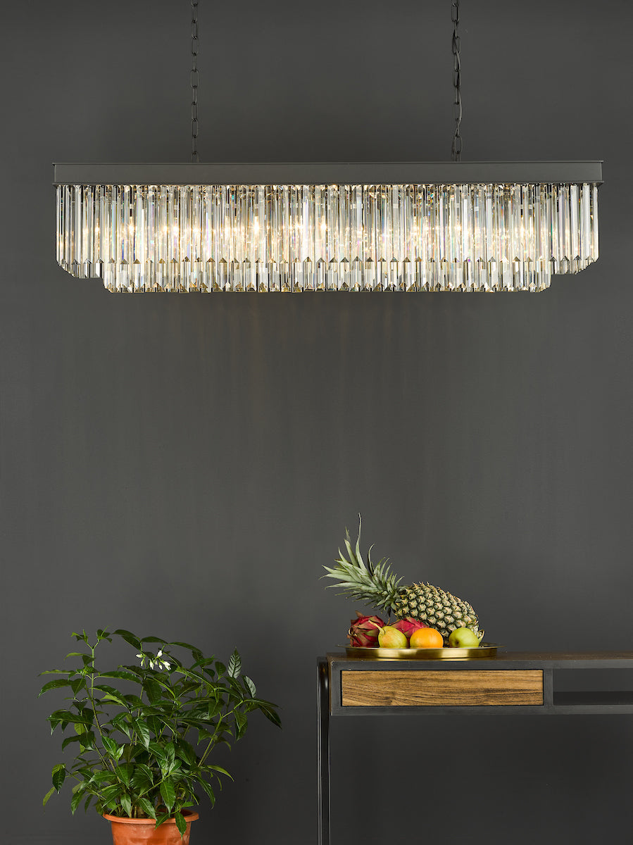 Celeus 6 Light Bar Pendant Anthracite & Crystal<br>Matt Black