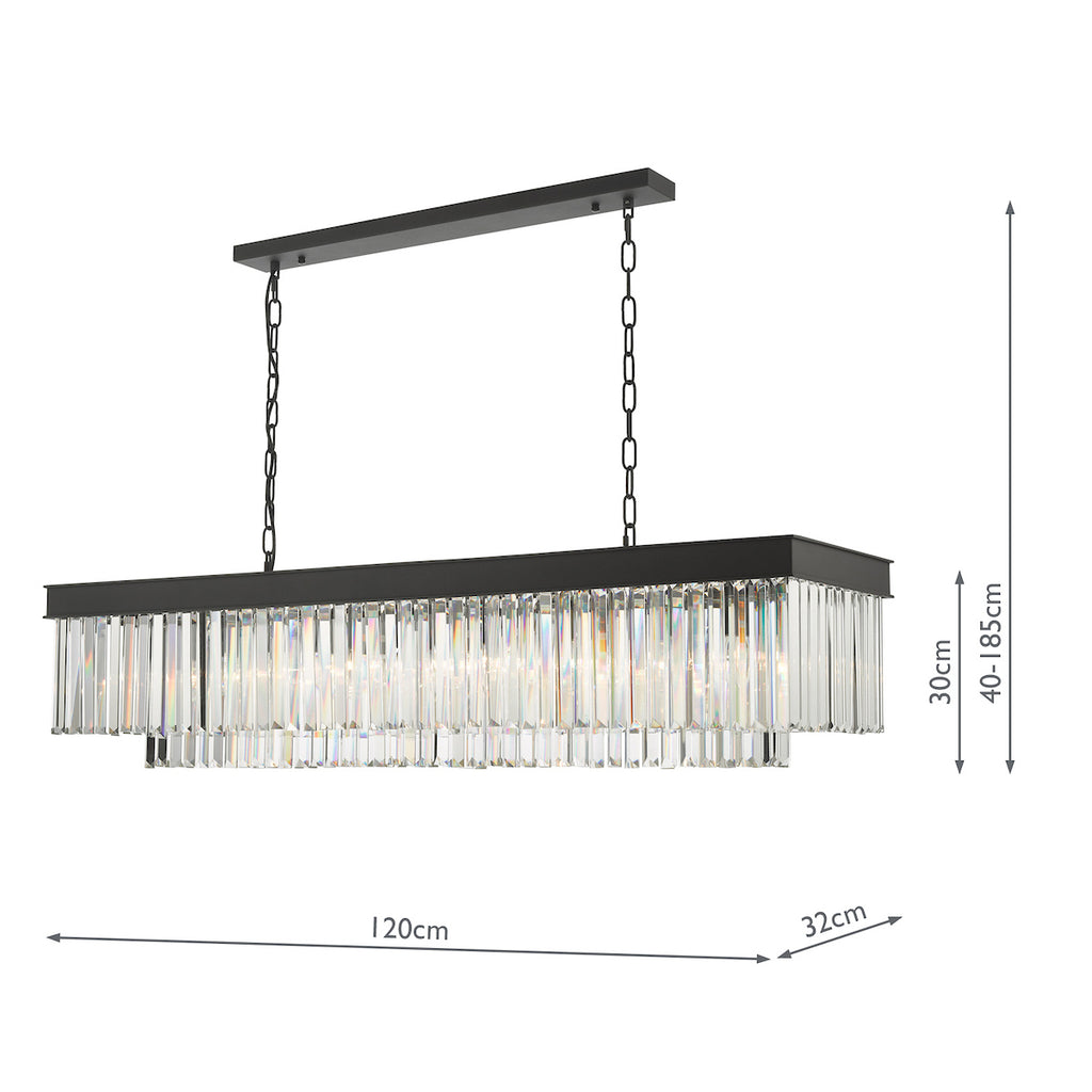 Celeus 6 Light Bar Pendant Anthracite & Crystal<br>Matt Black