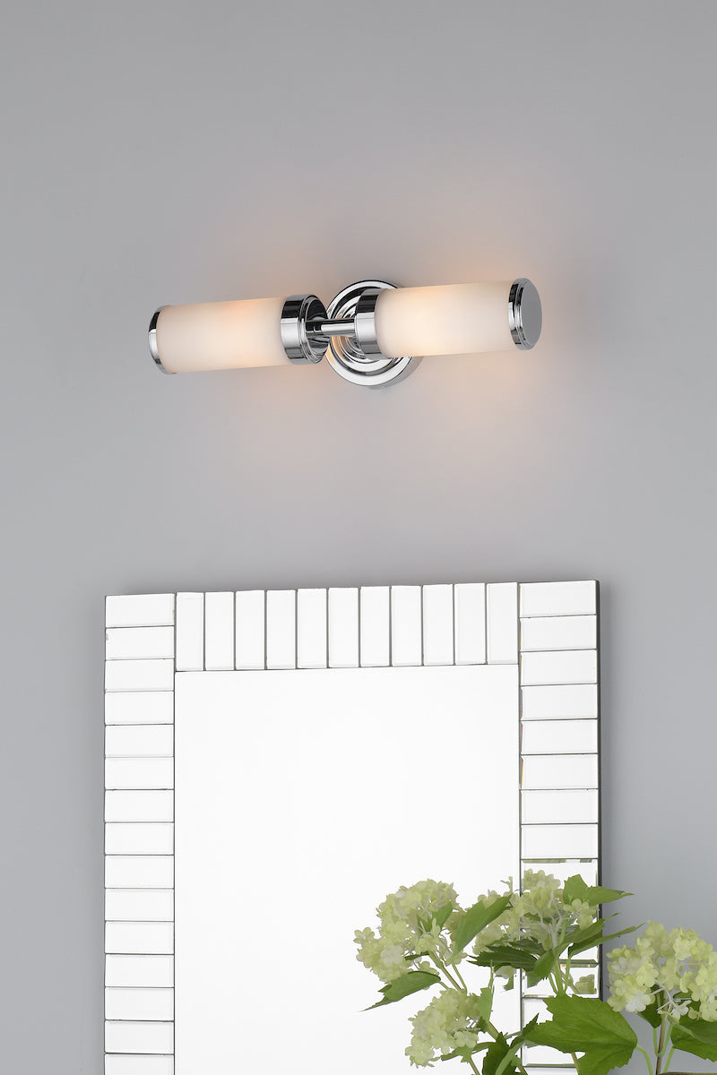 Century Bathroom 2 Light Wall Light Polished Chrome Opal Glass IP44<br>Polished Chrome