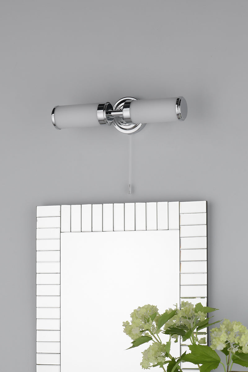 Century Bathroom 2 Light Wall Light Polished Chrome Opal Glass IP44<br>Polished Chrome