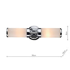 Century Bathroom 2 Light Wall Light Polished Chrome Opal Glass IP44<br>Polished Chrome