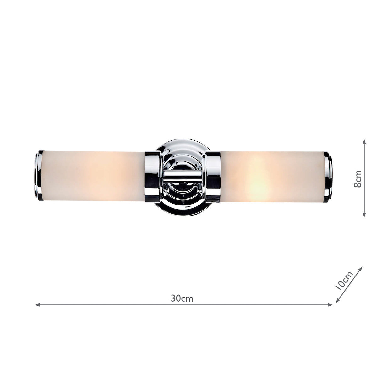 Century Bathroom 2 Light Wall Light Polished Chrome Opal Glass IP44<br>Polished Chrome