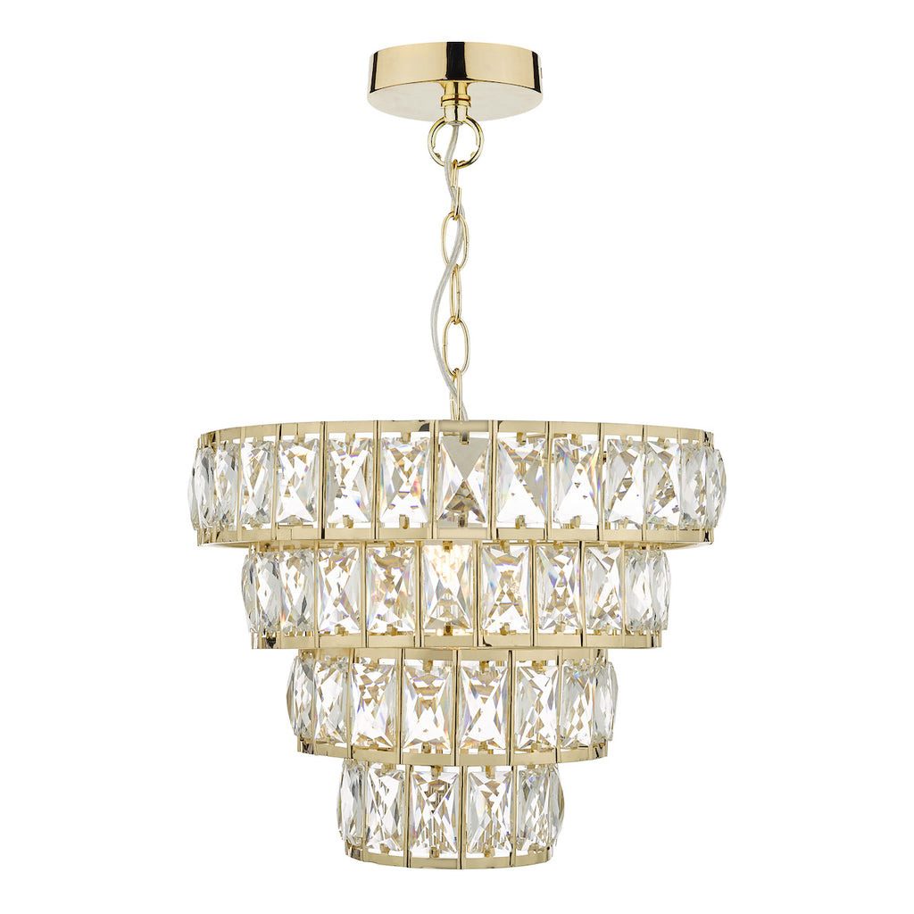 Cerys 1 Light 4 Tier Pendant Crystal & Gold<br>Polished Gold