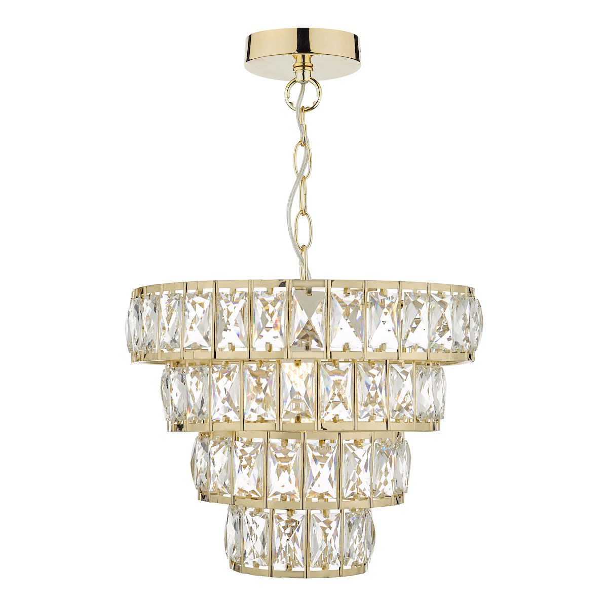 Cerys 1 Light 4 Tier Pendant Crystal & Gold<br>Polished Gold