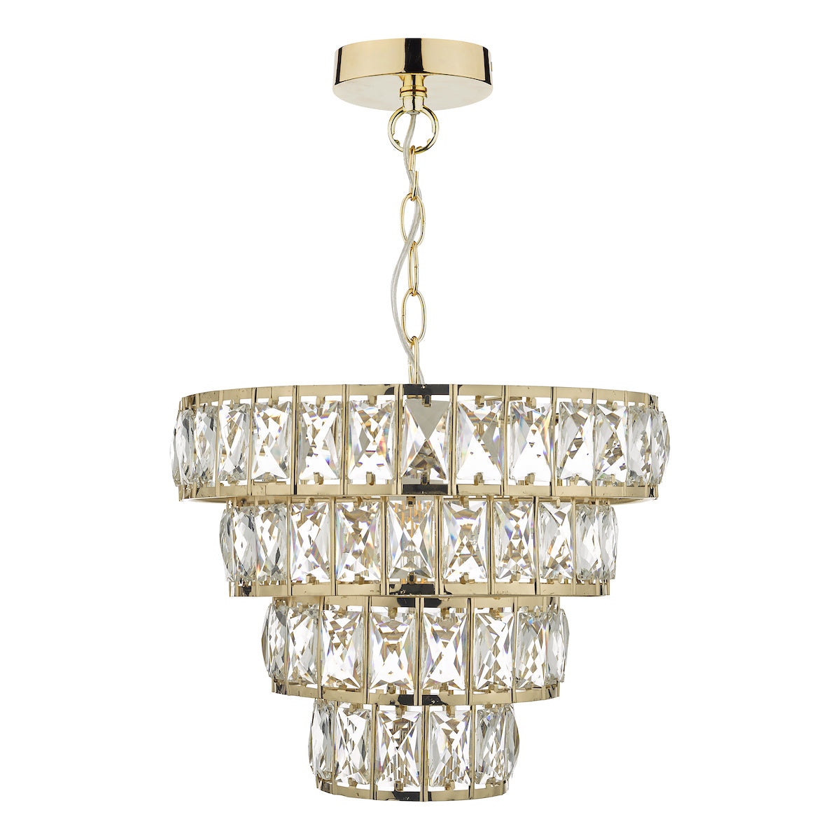 Cerys 1 Light 4 Tier Pendant Crystal & Gold<br>Polished Gold