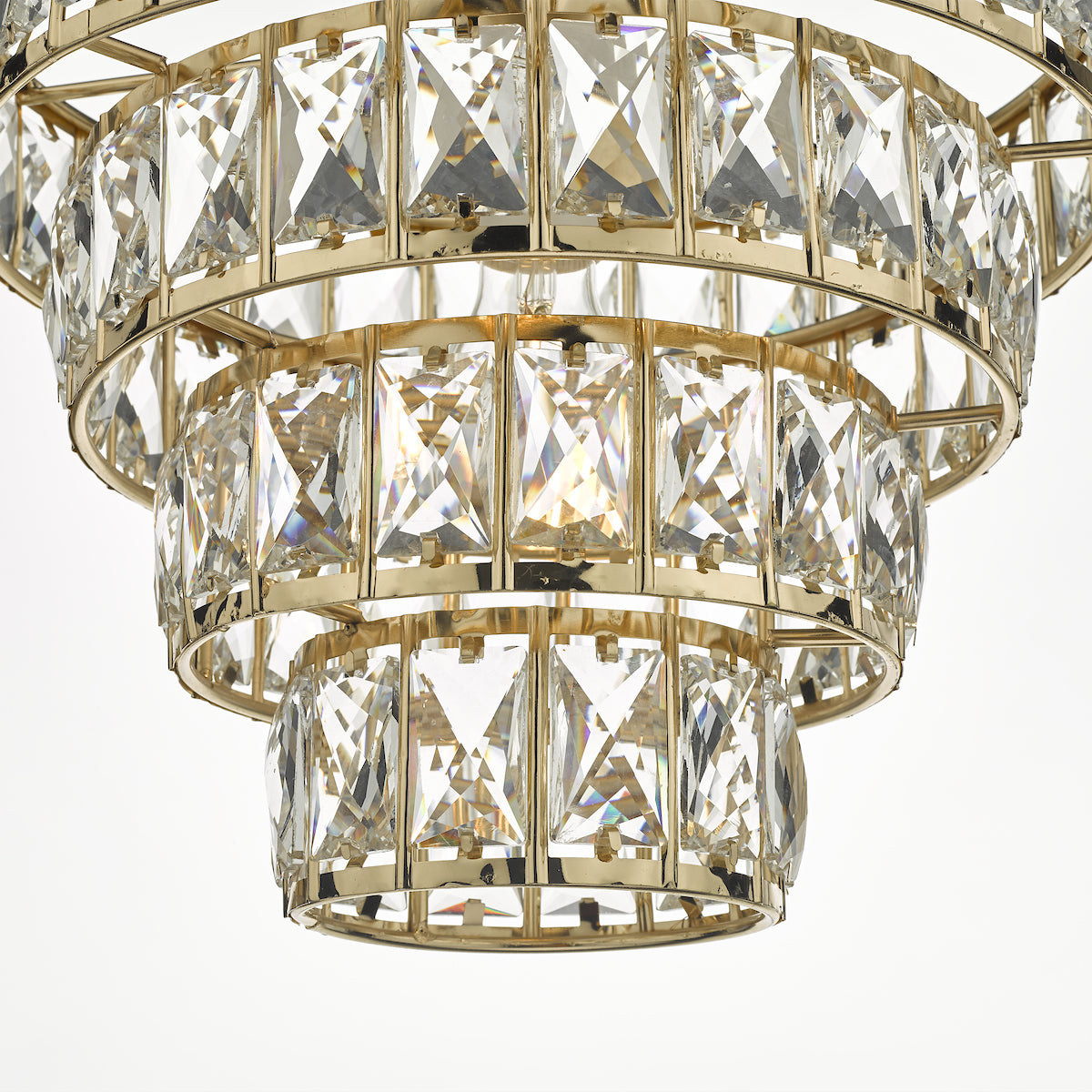 Cerys 1 Light 4 Tier Pendant Crystal & Gold<br>Polished Gold