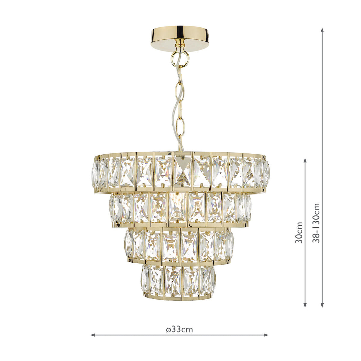 Cerys 1 Light 4 Tier Pendant Crystal & Gold<br>Polished Gold