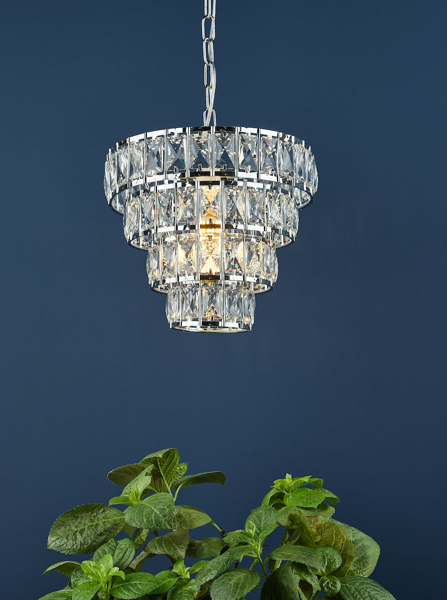 Cerys Single Pendant Polished Chrome Crystal<br>Polished Chrome