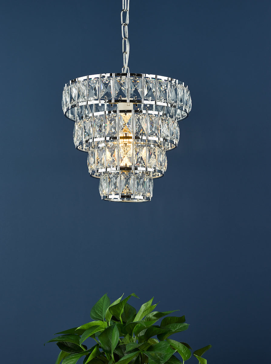 Cerys Single Pendant Polished Chrome Crystal<br>Polished Chrome