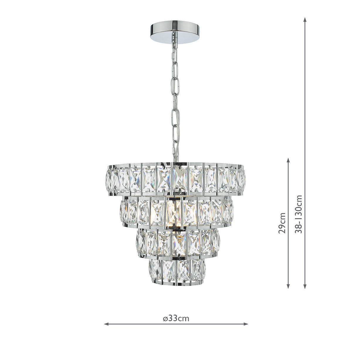 Cerys Single Pendant Polished Chrome Crystal<br>Polished Chrome