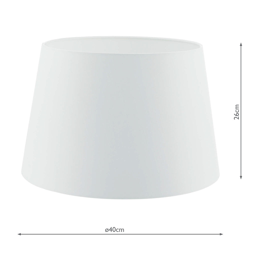 Cezanne White Faux Silk Tapered Drum Shade White 40cm<br>White