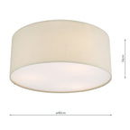 Cierro 3 Light Flush Taupe With Diffuser 40cm<br>Taupe