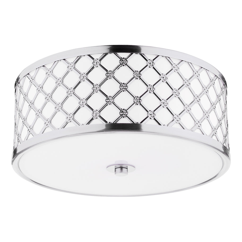 Civic Small 2 Light Flush Polished Chrome Frosted Glass<br>Polished Chrome