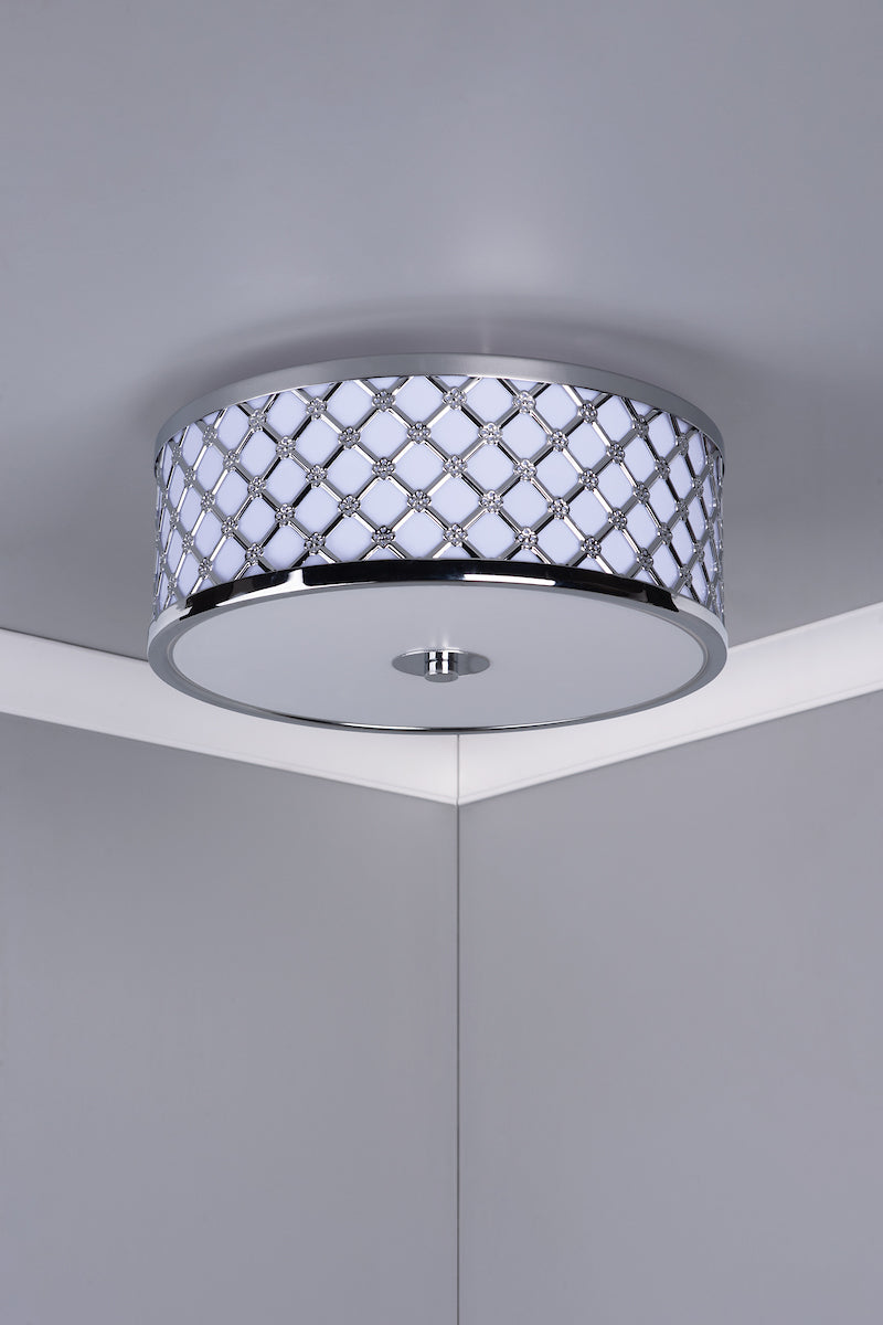 Civic Small 2 Light Flush Polished Chrome Frosted Glass<br>Polished Chrome