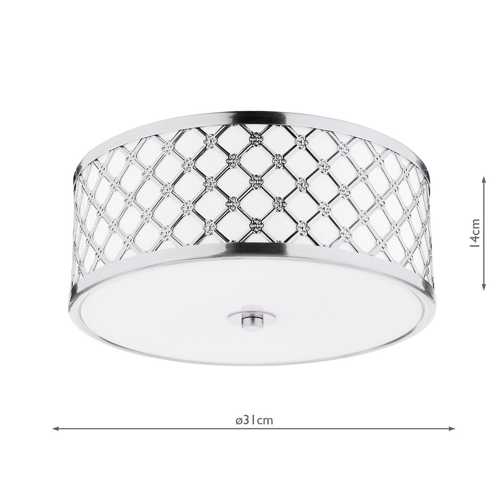 Civic Small 2 Light Flush Polished Chrome Frosted Glass<br>Polished Chrome