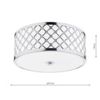 Civic Small 2 Light Flush Polished Chrome Frosted Glass<br>Polished Chrome