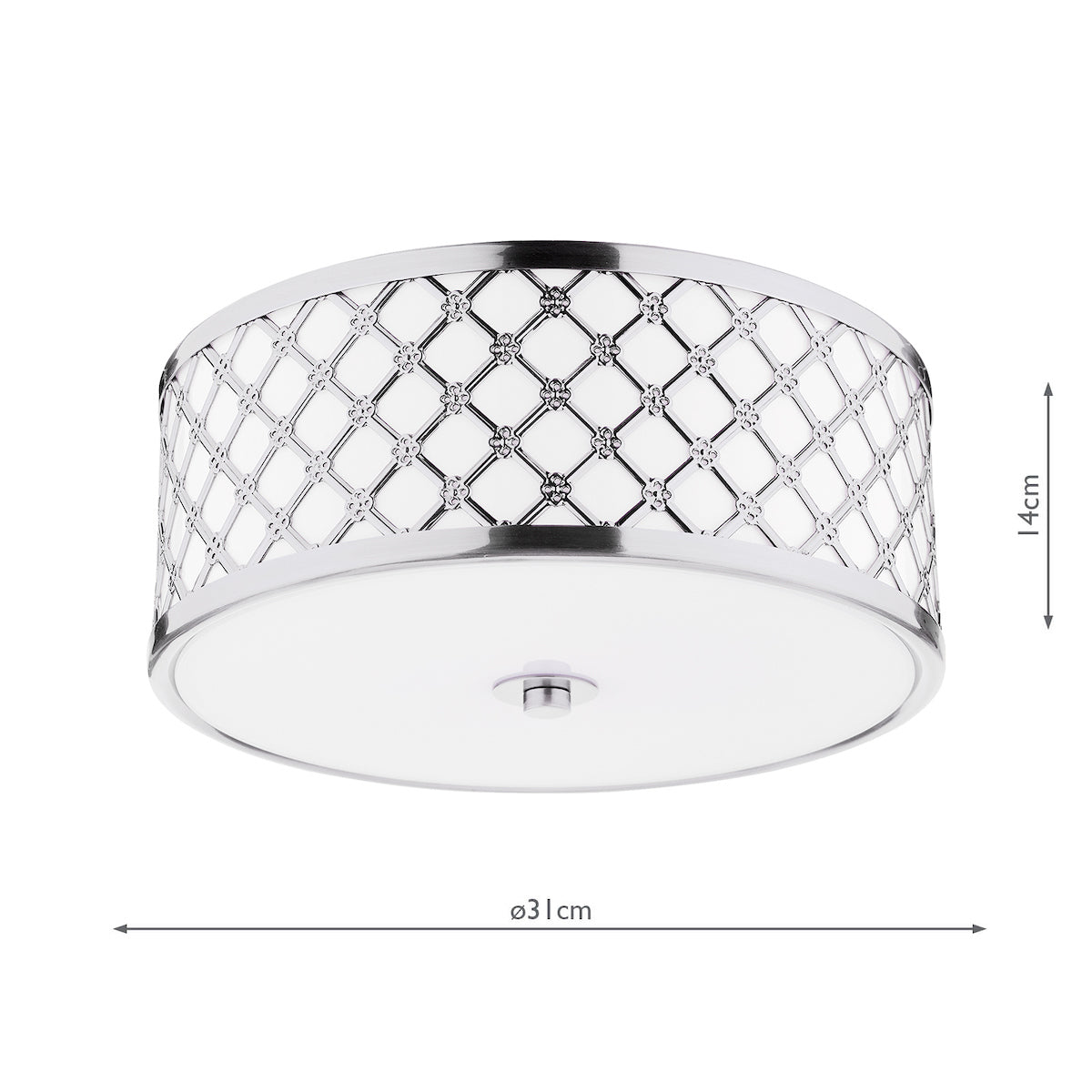Civic Small 2 Light Flush Polished Chrome Frosted Glass<br>Polished Chrome