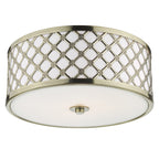 Civic Small 2 Light Flush Antique Brass Frosted Glass<br>Antique Brass