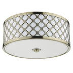 Civic Small 2 Light Flush Antique Brass Frosted Glass<br>Antique Brass
