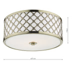 Civic Small 2 Light Flush Antique Brass Frosted Glass<br>Antique Brass