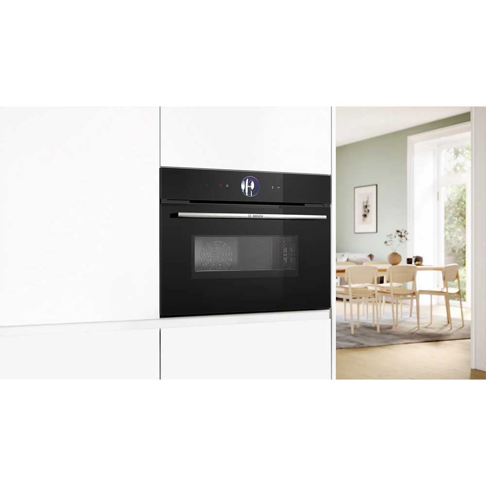 Bosch Series 8 CMG7761B1B Built In Compact Electric Single Oven with Pyrolytic Cleaning - Black
