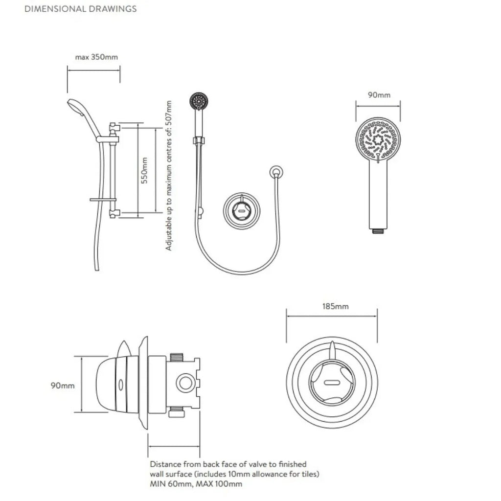 Aqualisa Colt Concealed Shower Mixer With Adjustable Head - Chrome