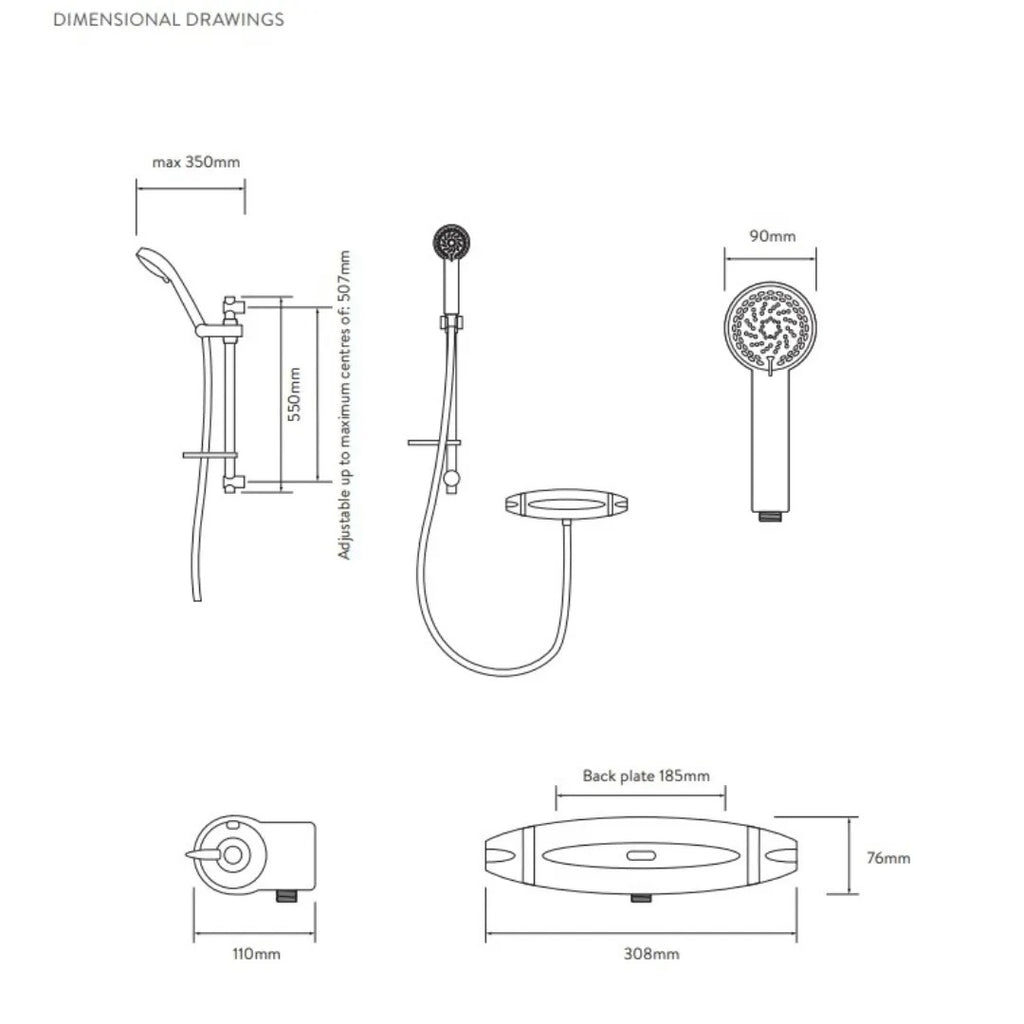 Aqualisa Colt Shower Mixer With Adjustable Head - Chrome