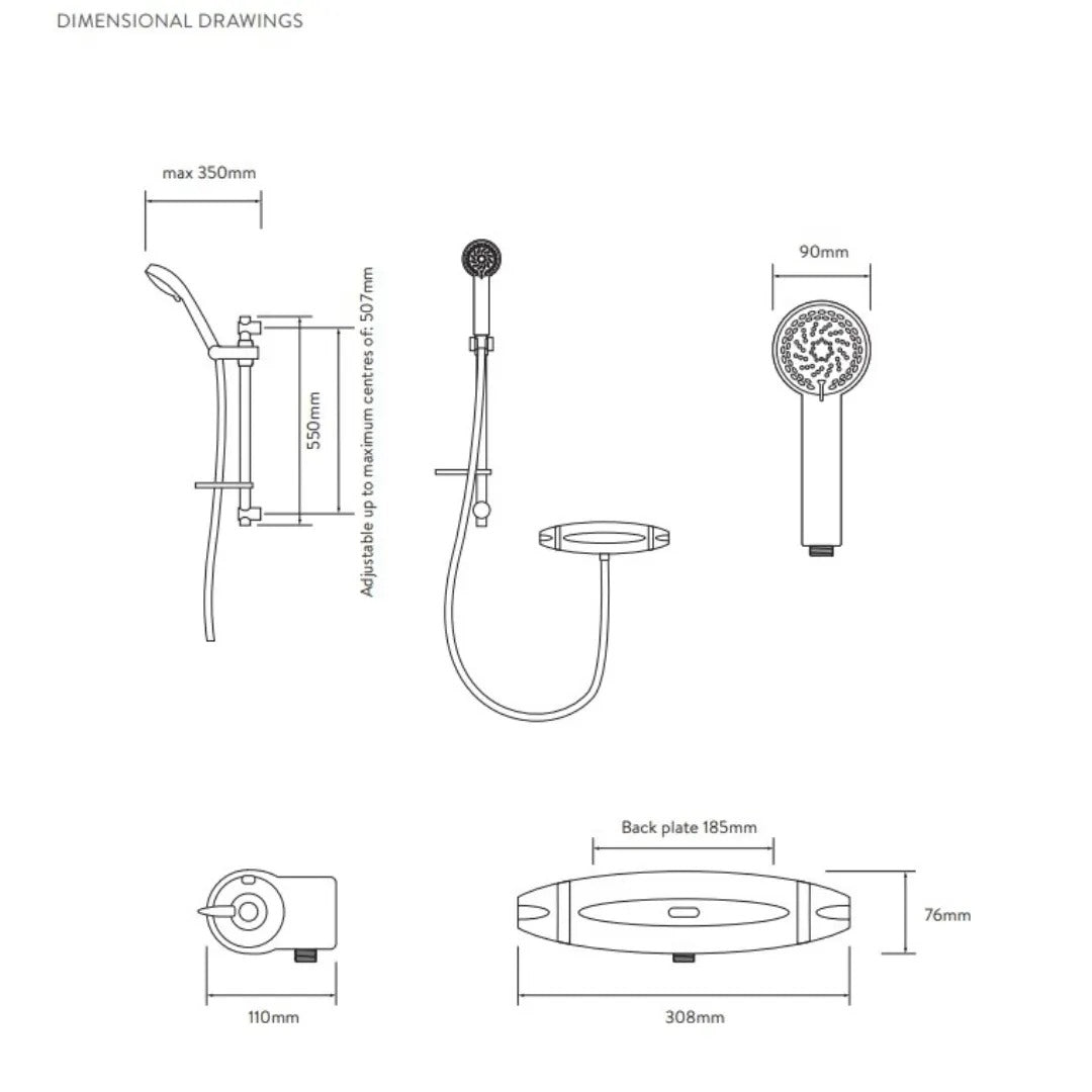 Aqualisa Colt Shower Mixer With Adjustable Head - Chrome