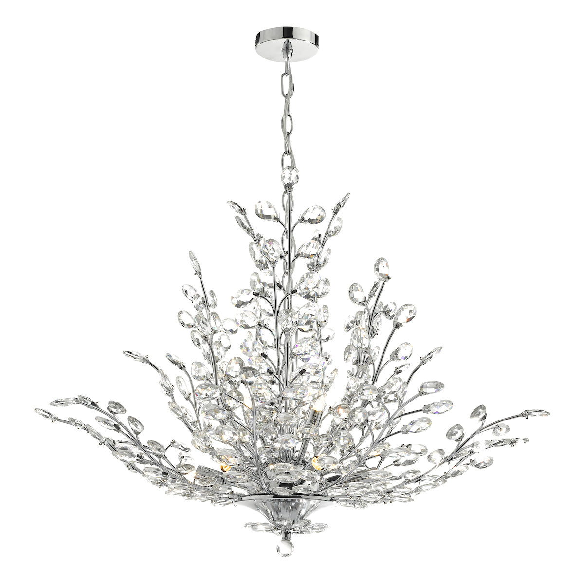Cordelia 9 Light Pendant Polished Chrome & Crystal<br>Polished Chrome