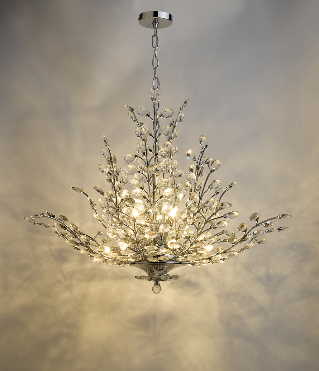 Cordelia 9 Light Pendant Polished Chrome & Crystal<br>Polished Chrome