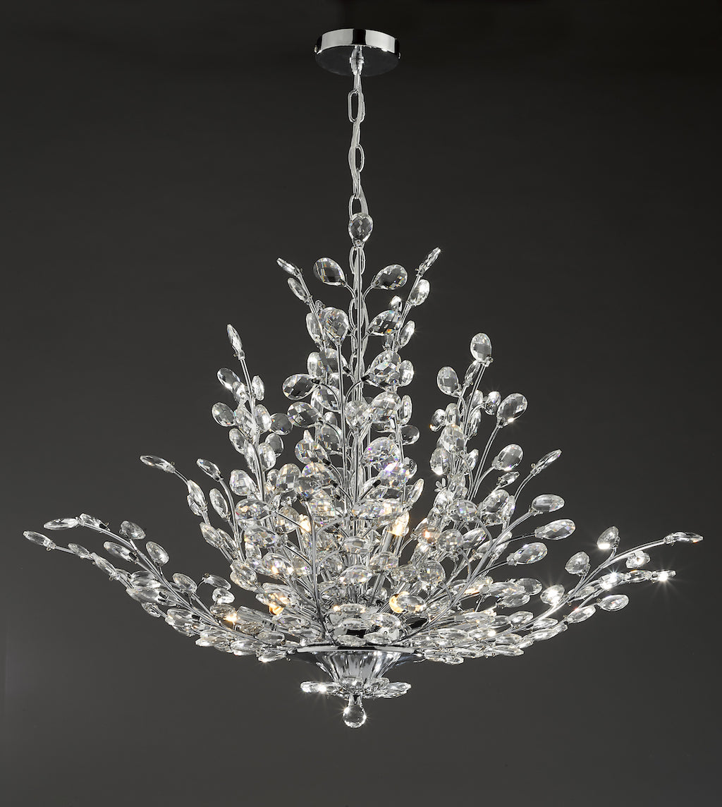 Cordelia 9 Light Pendant Polished Chrome & Crystal<br>Polished Chrome