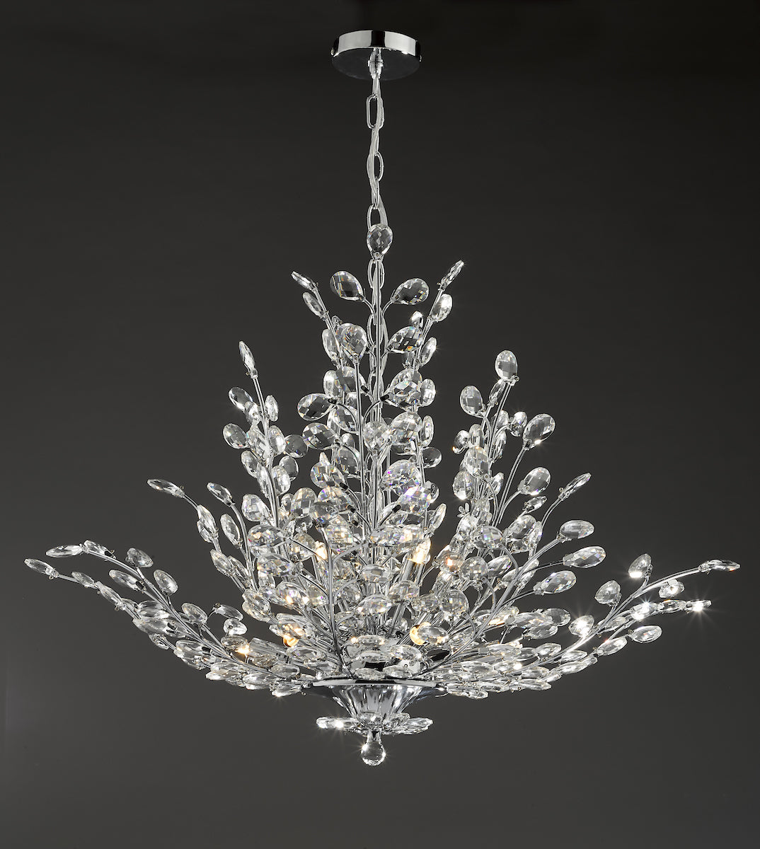 Cordelia 9 Light Pendant Polished Chrome & Crystal<br>Polished Chrome