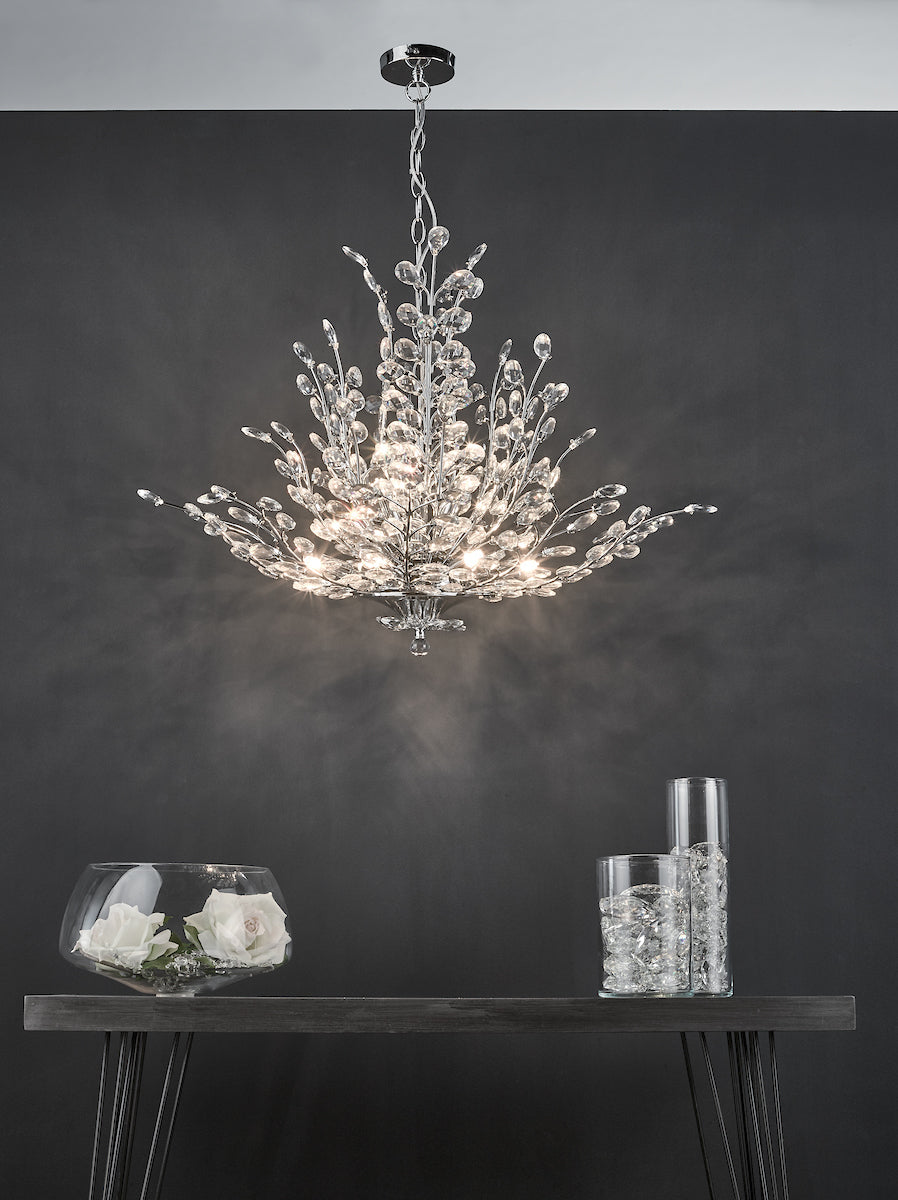 Cordelia 9 Light Pendant Polished Chrome & Crystal<br>Polished Chrome