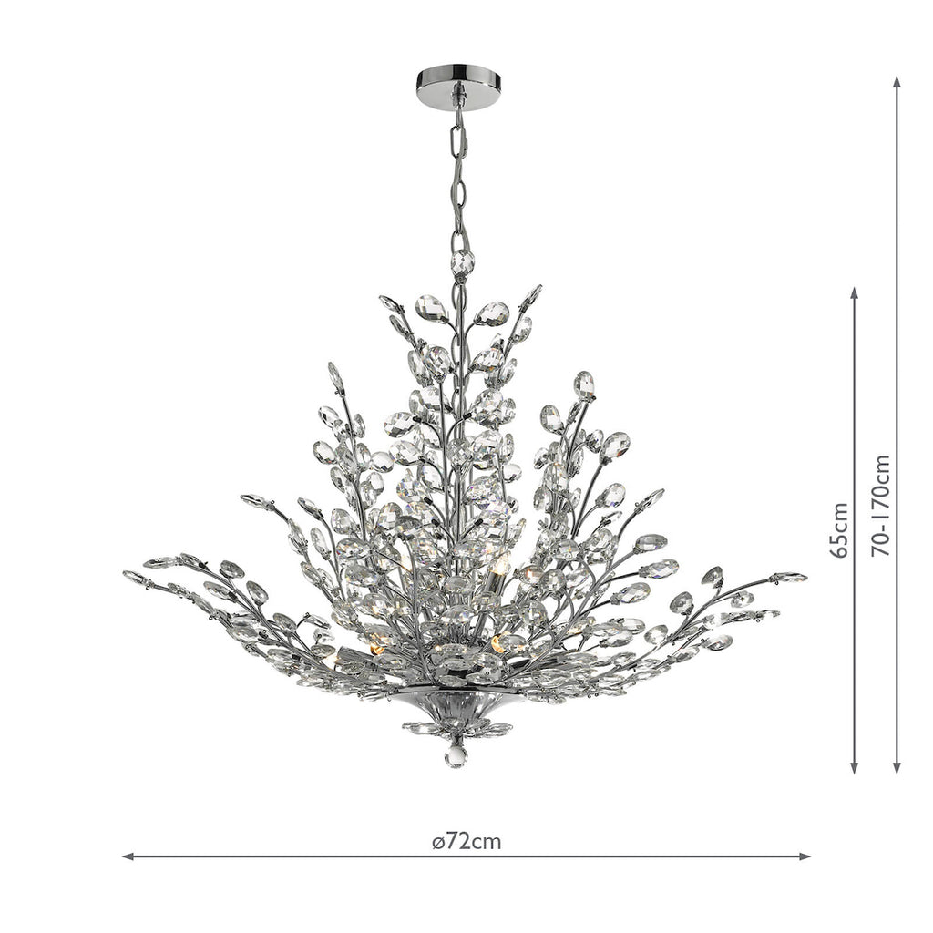 Cordelia 9 Light Pendant Polished Chrome & Crystal<br>Polished Chrome