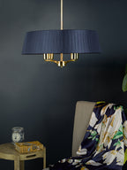 Cristin 4 Light Pendant Satin Brass With Navy Shade<br>Satin Brass