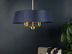 Cristin 4 Light Pendant Satin Brass With Navy Shade<br>Satin Brass