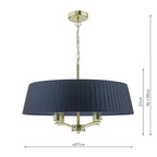 Cristin 4 Light Pendant Satin Brass With Navy Shade<br>Satin Brass